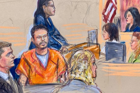 a sketch of a man in a courtroom