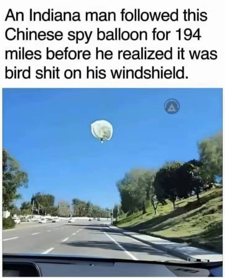 印第安纳州一位猛男， 发现天上有个中国间谍气球， 他追踪了194英里，终于发现 这只是