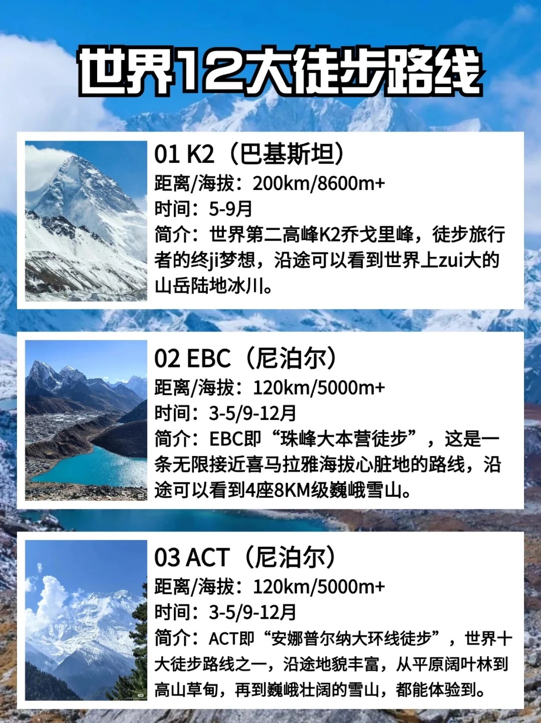 12条世界著名徒步路线，你去过几条??