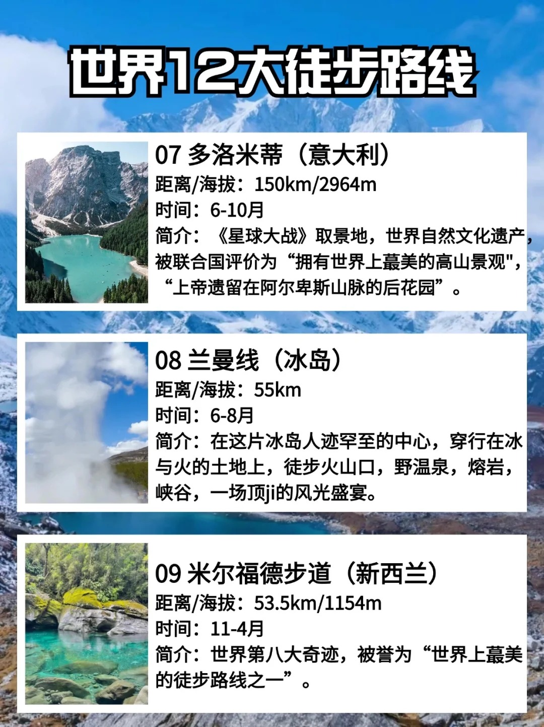 12条世界著名徒步路线，你去过几条??