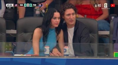 Katy Perry and Justin Trudeau seen at Friday's opening game for the World Cup in Los Angeles.