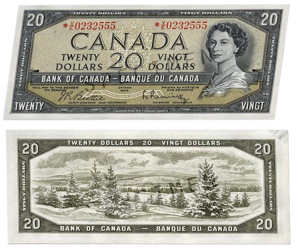 20 dollar bill 1954 canada