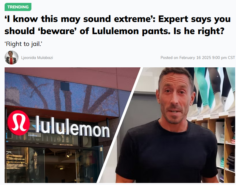 Lululemon瑜伽裤被曝有“安全隐患“! 医生发出警告: 恐致女性患病! ...