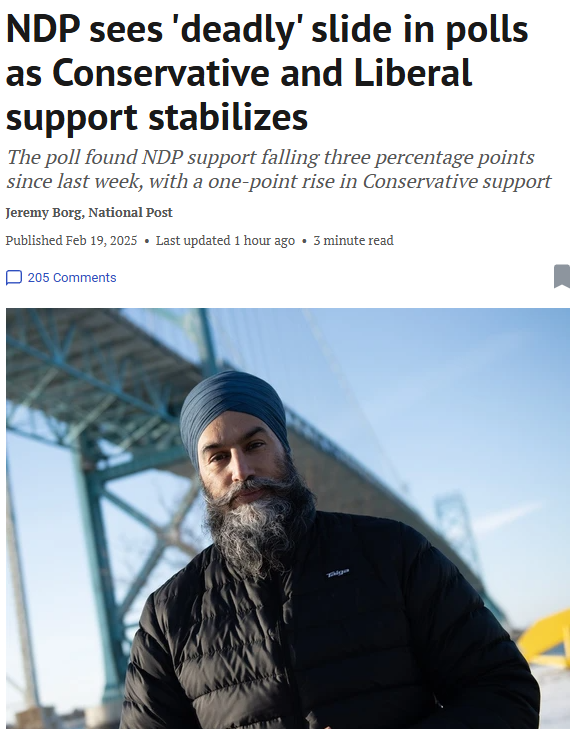 加拿大政坛罕见现象! NDP支持率“致命“下滑, 网友怒骂