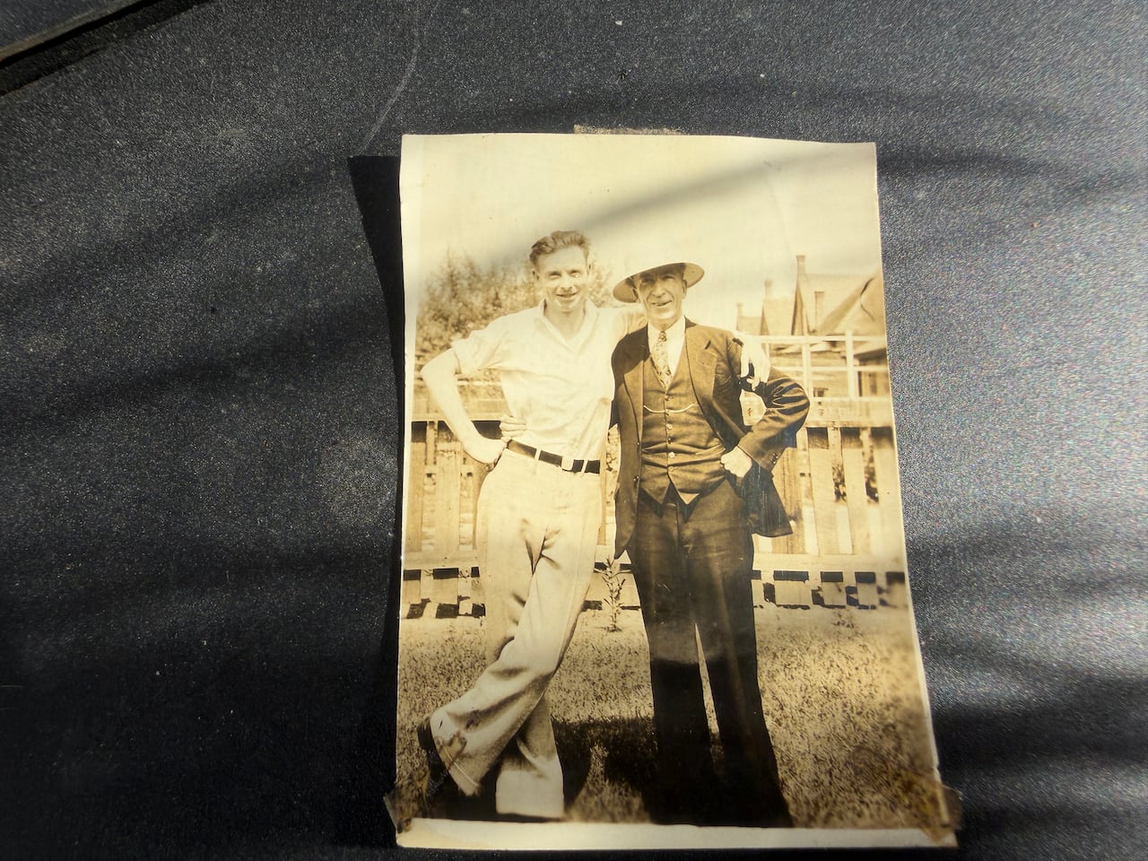 A photo of Charles Slater, left, with his dad Samuel Henry Slater. The Powers family said this photo was likely taken around the time Slater wrote the letter to his father in 1929.