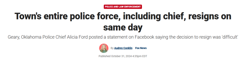 美国一市警局全员辞职 暗示原因:去了解一下市议会(图)