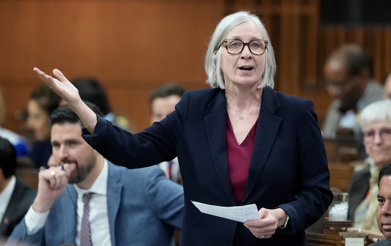Jobs and Families Minister Patty Hajdu rises during Question Period on Parliament Hill in Ottawa, Thursday, April 23, 2026.