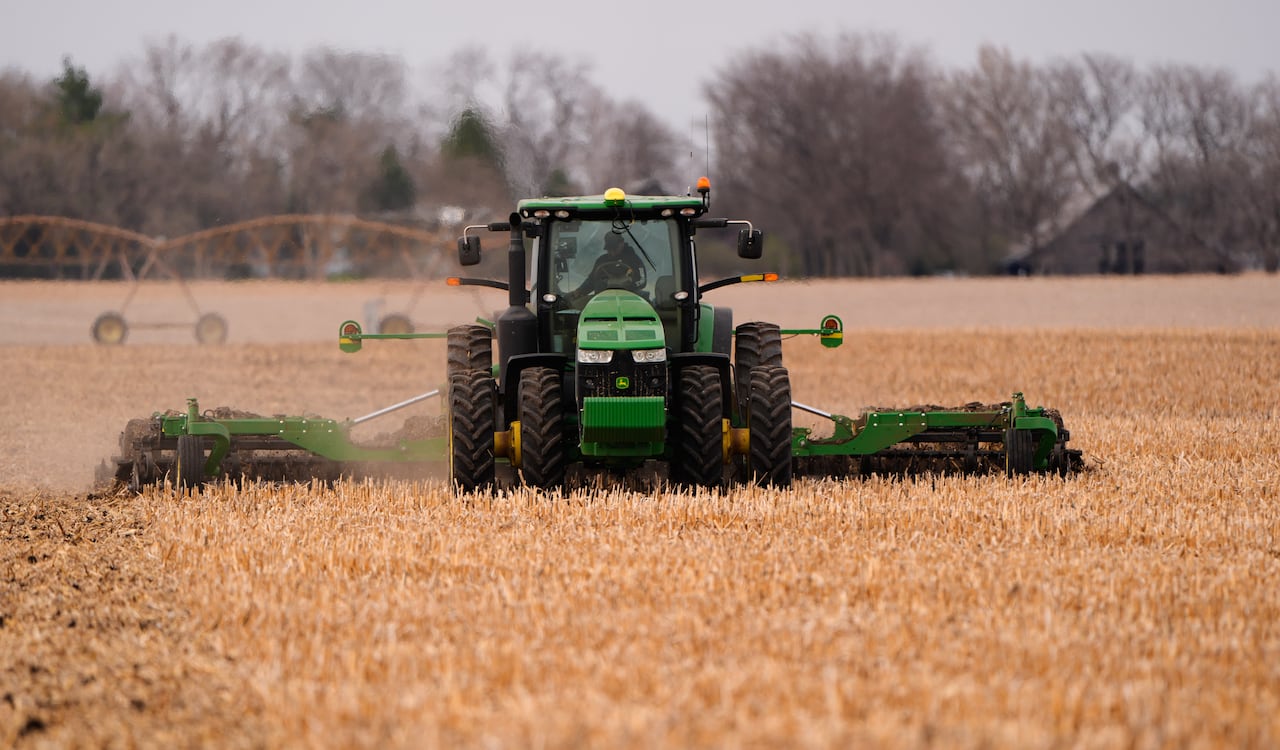 Farm vehicle in a field