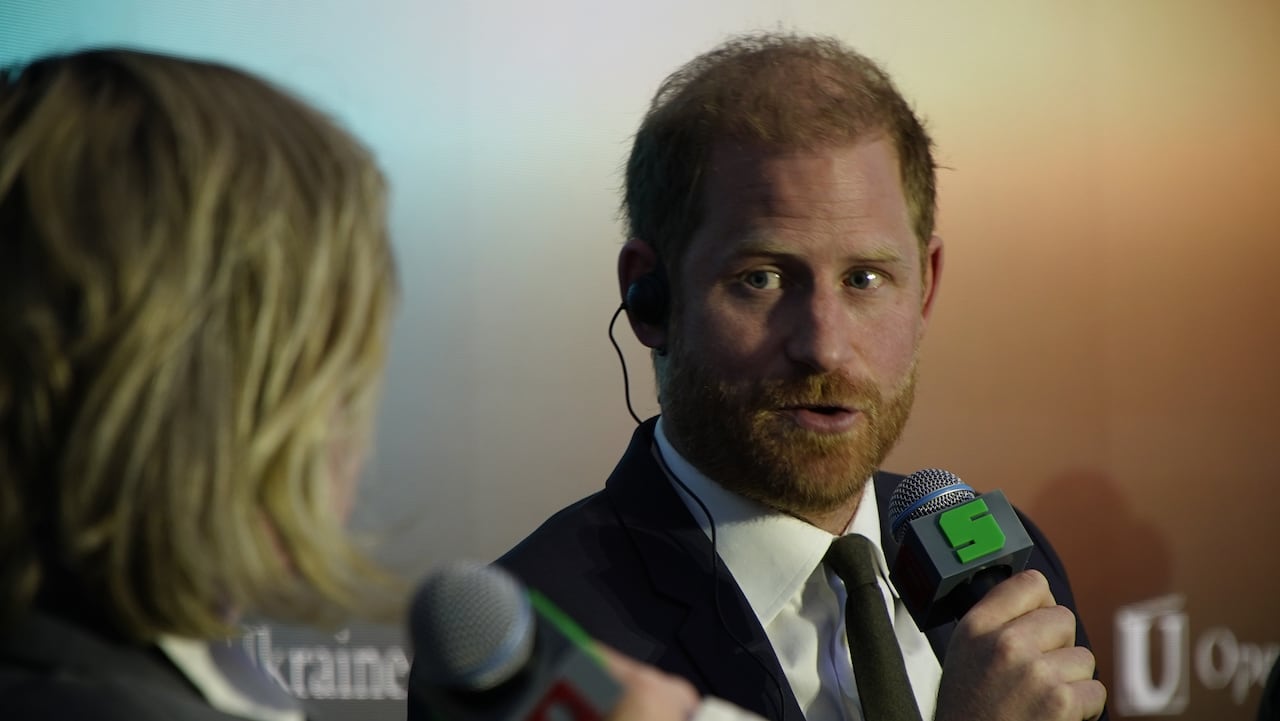 Prince Harry speaking at the Kyiv Security Forum on April 23, 2026