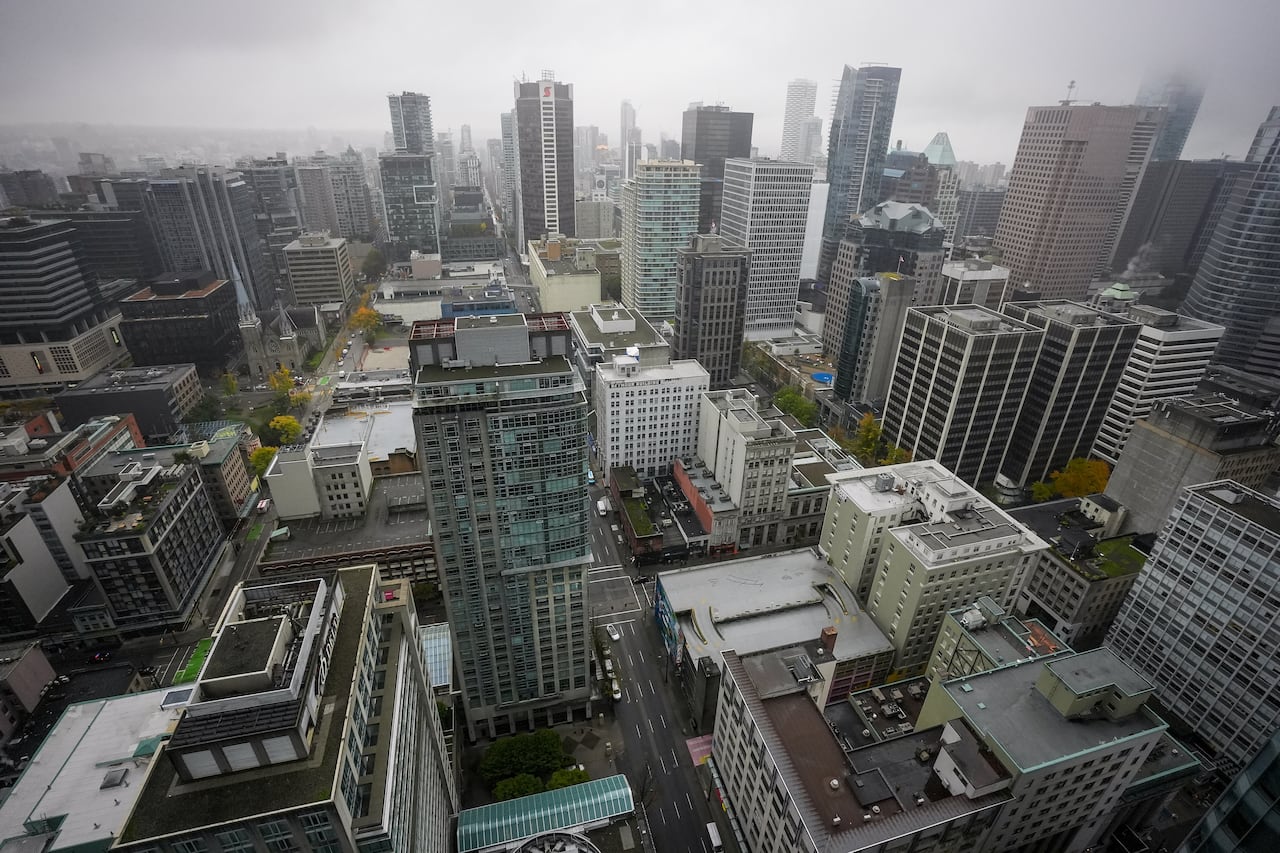 Condo and office towers are seen in downtown Vancouver
