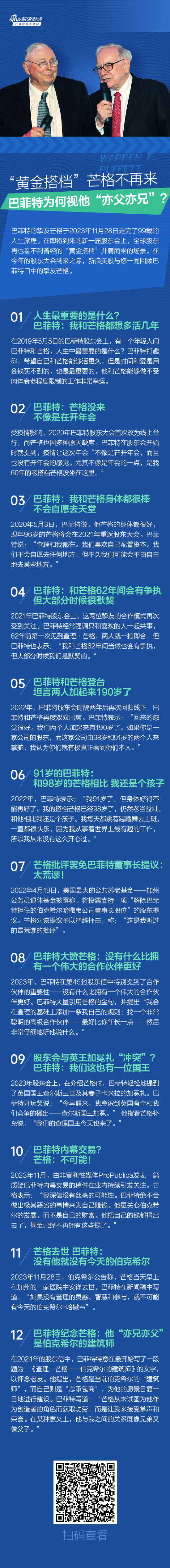 “黄金搭档”芒格不再来 巴菲特为何视他“亦父亦兄”?