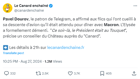 马克龙亲自策划了一个圈套？法国报纸曝光Telegram创始人被捕内幕 ...