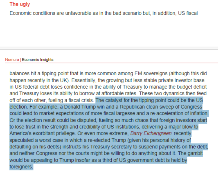 图片来源：野村报告US fiscal outlook – a silent problem until it is not