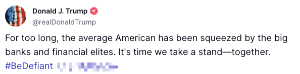 特朗普与加密圈子深度绑定 公开背书家族“区块链数字银行”项目 ...