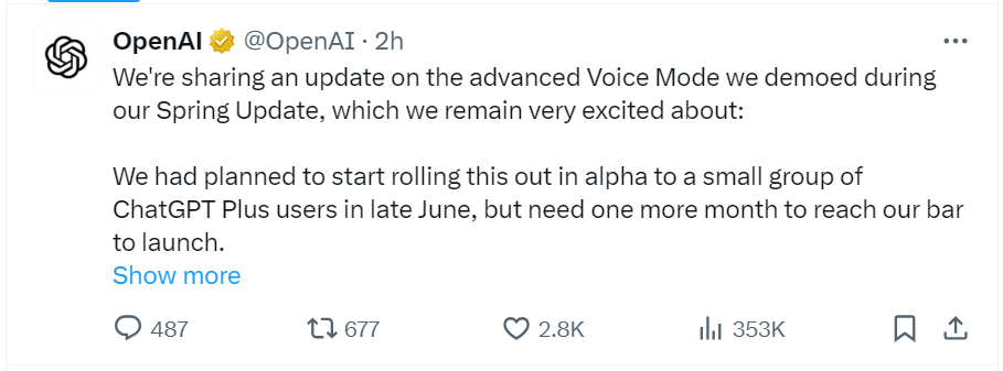 ChatGPT语音助手功能推迟发布！OpenAI拟秋季向付费用户全面推出 ...