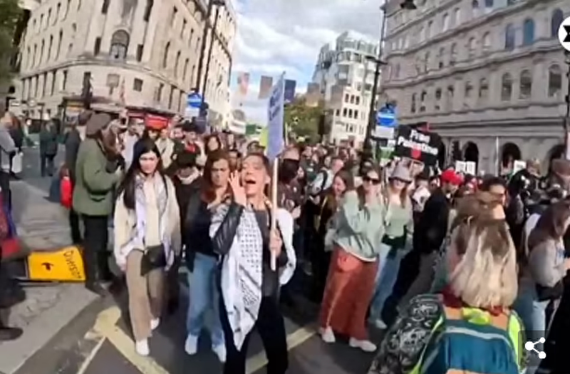 英国女孩游行喊“我们爱哈马斯”当地反犹情绪高涨(图)