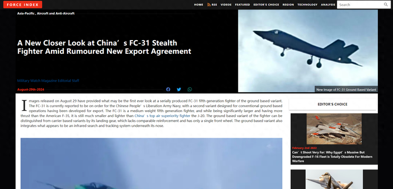 歼-31试飞照曝光 美媒:可能至少存在6个海外买家(图)