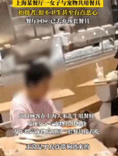 上海餐厅内女子竟与狗共用筷子?涉事商场回应(组图)