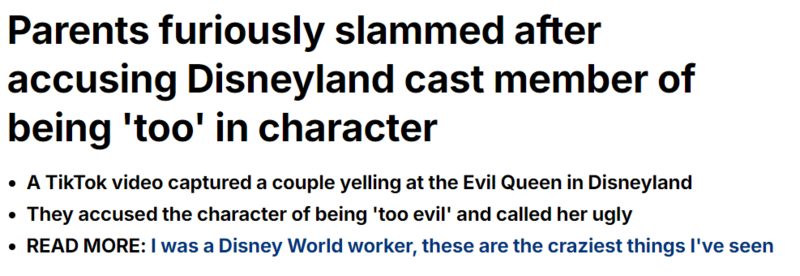 美国迪士尼演员演得太好 被游客贴脸开骂 网友神评