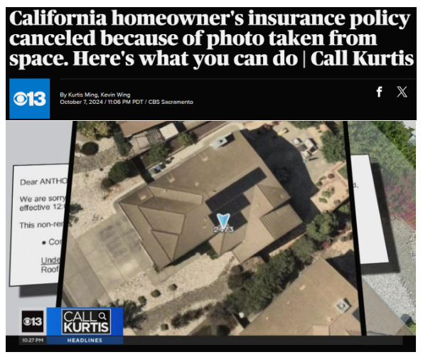 卫星照乌龙 加州夫妇屋顶被误判有苔藓 保险遭取消