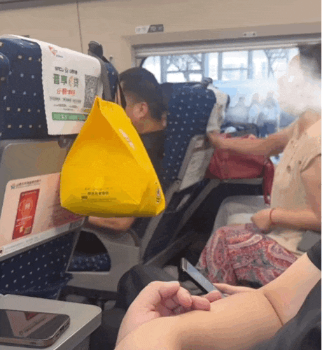 高铁一幕:前排想放倒座椅 后排大妈猛踹对方椅背(组图)