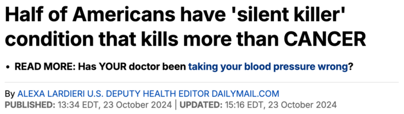 “无声杀手”正吞噬美国 超半人中招 死亡数超癌症?