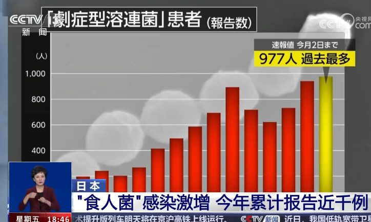 日本“食人菌”感染病例数超千例,致死率超过30%(图)