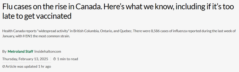 加拿大7地病毒肆虐 一周8586人患病 15年来最严重
