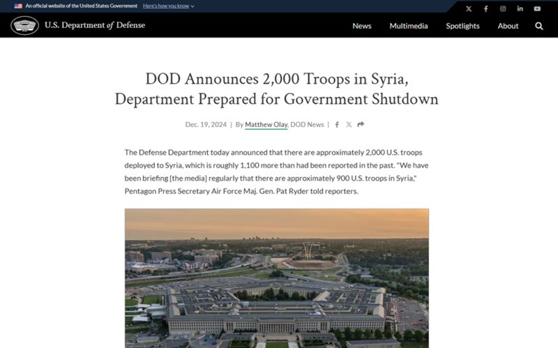 驻叙美军离奇增加1倍多 美国防部发言人:刚知道这事(图)