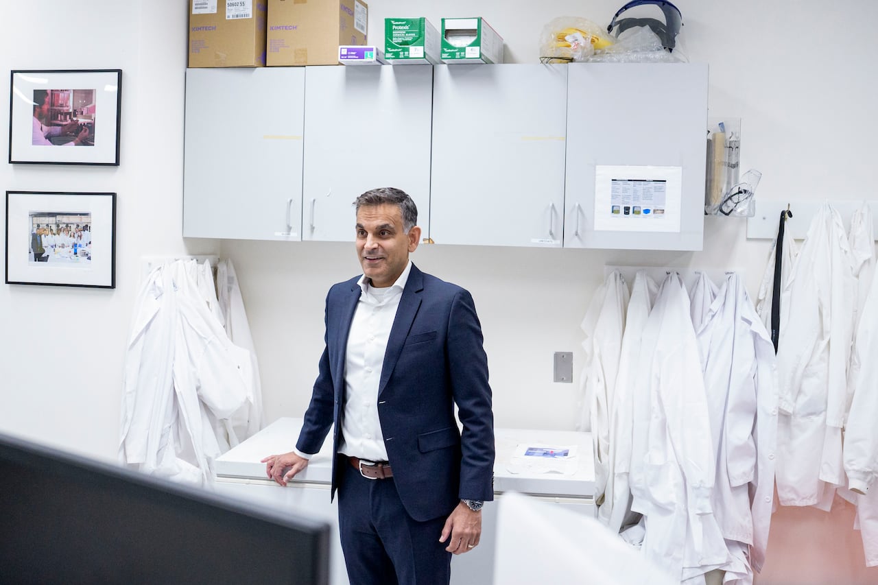 Canadian scientist and CTE researcher Neil Vasdev inside his lab at the Centre for Addiction and Mental Health.