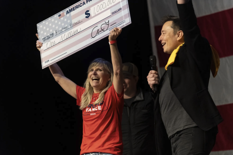 美国选民起诉马斯克:100万美元抽大奖活动忽悠人(图)