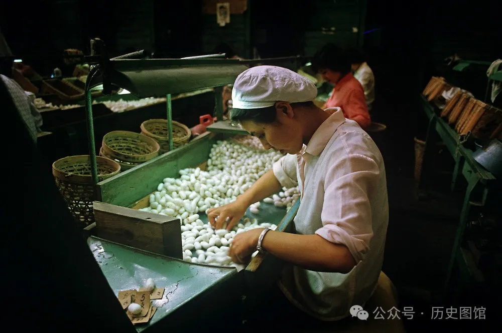 实拍1985年杭州丝绸厂：车间女工年轻漂亮，国营大厂饭菜让人羡慕