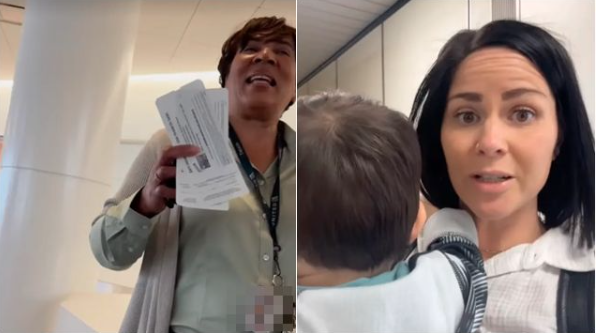 对空服说一个字 一家老小被赶下飞机 她崩溃了