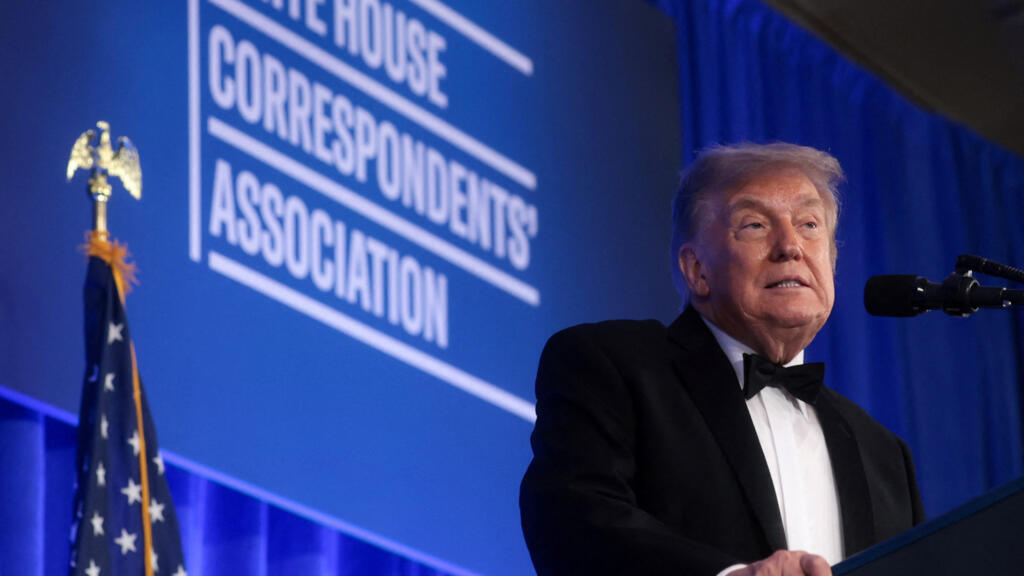 Donald Trump lors de son discours au dîner des correspondants, vendredi 24 juillet 2026.