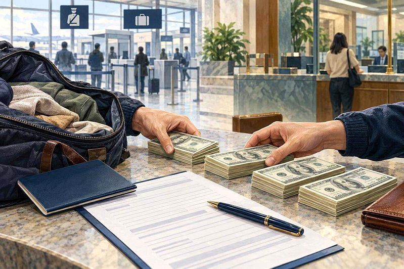 携带大额现金入境或存入银行，应了解申报规定，刻意拆分现金交易以规避申报，可能触法...