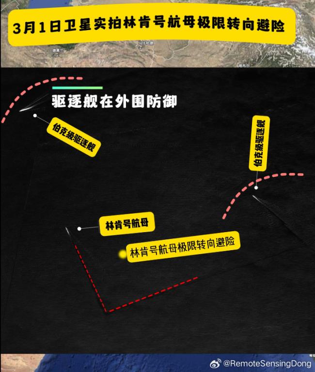 给机会也不中用，林肯号距伊朗仅350公里，90度急转甩掉高超弹