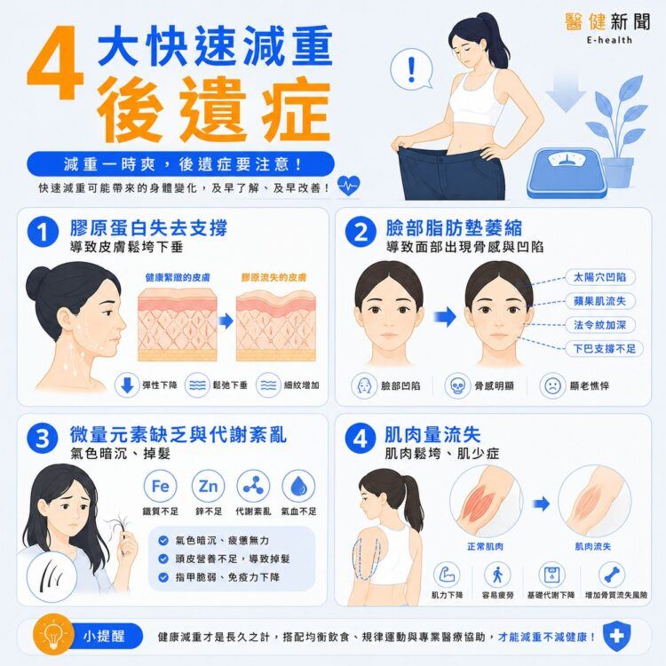 為何瘦太快反而顯老態？常見4大後遺症？（圖／醫健新聞網提供）