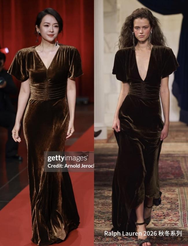 47岁章子怡面相大变，穿丝绒裙出席法国电影节