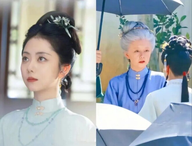 同样是老年妆 36岁谭松韵和40岁杨幂差在哪？（配图2）