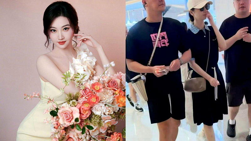 景甜爆出感情風波後，被直擊由壯漢包圍逛街。(取材自微博)