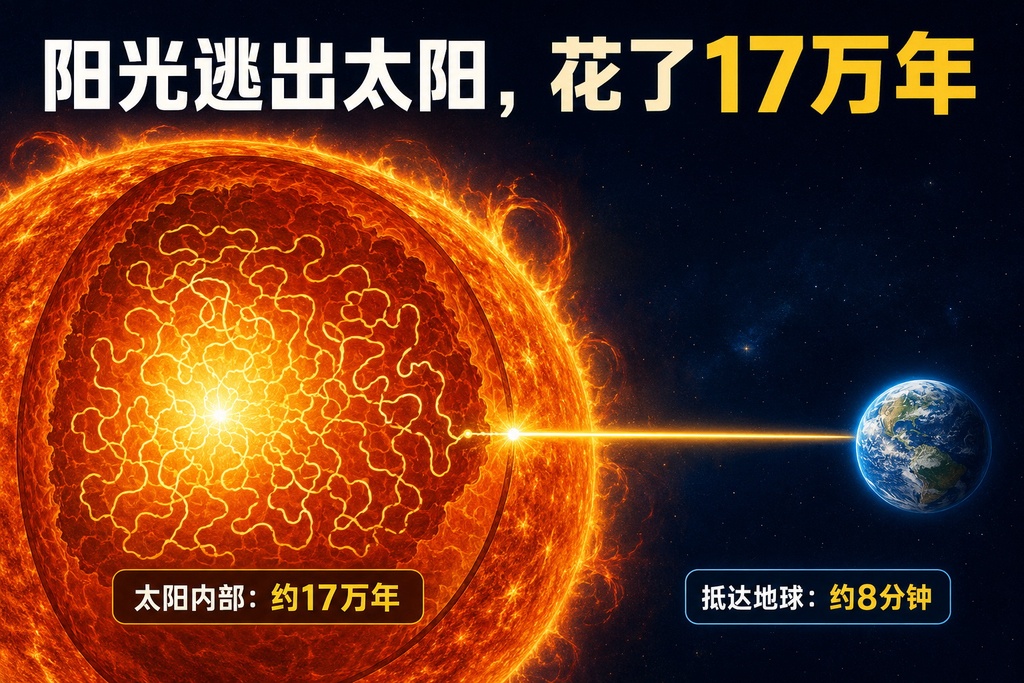 阳光逃出太阳，足足花了17万年