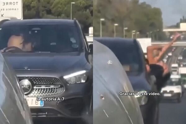 ▲▼高速公路驚見「裸女騎駕駛」！車震片瘋傳。（圖／翻攝自X）