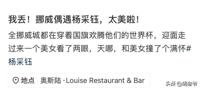 杨采钰和老公在挪威度假 肚子隆起被猜已怀二胎