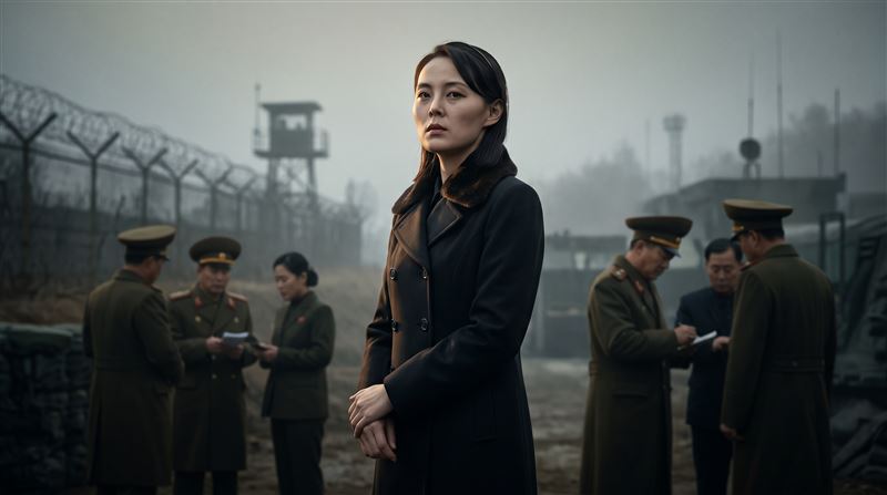 反擊南韓，北韓勞動黨中央委員會部長金與正親赴邊境要塞化工地視察，並公開警告「新火力部隊已就位」。（圖／AI生成）