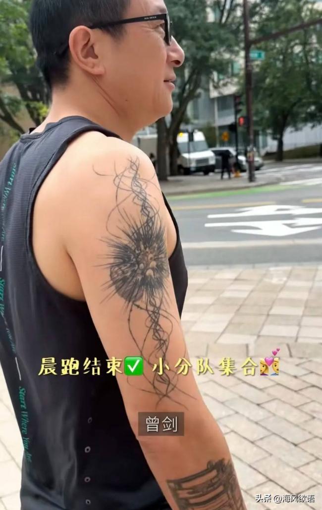 梅婷波士顿晨跑10公里 老公纹身个性十足