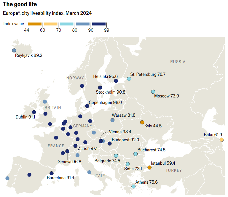 全球宜居城市排名出炉