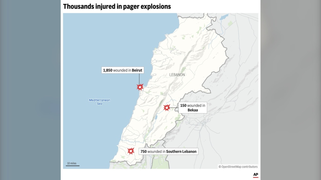 黎巴嫩爆炸第二天造成至少300人受伤
