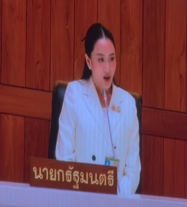 泰美女总理亮相弹劾辩论 香奈儿配红底鞋很飒