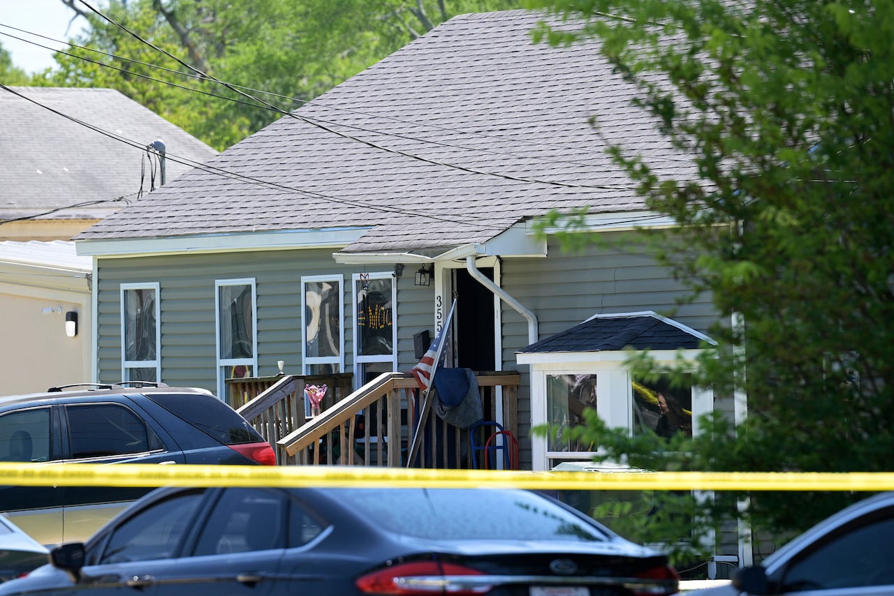 A house surrounded by police tape