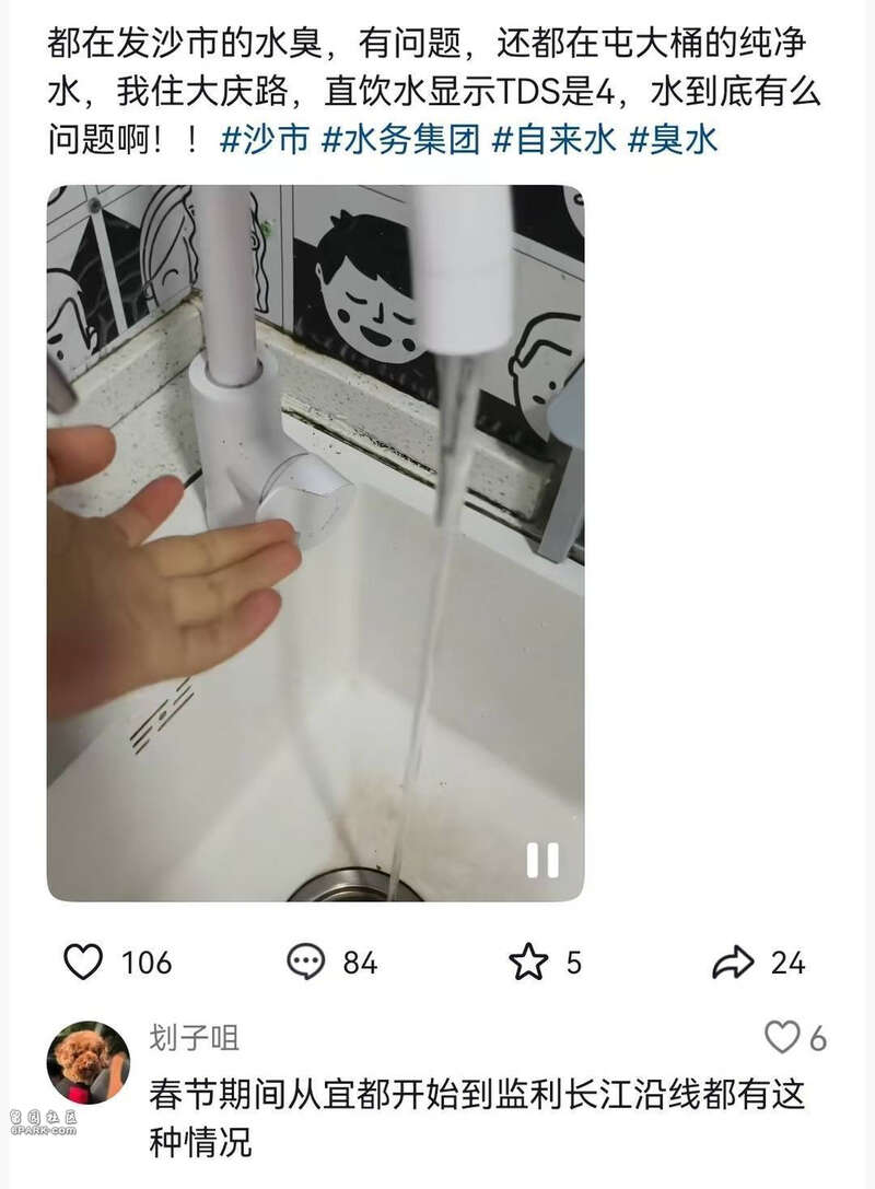 水务公司回应长江湖北段自来水腥臭:水质正常(图)